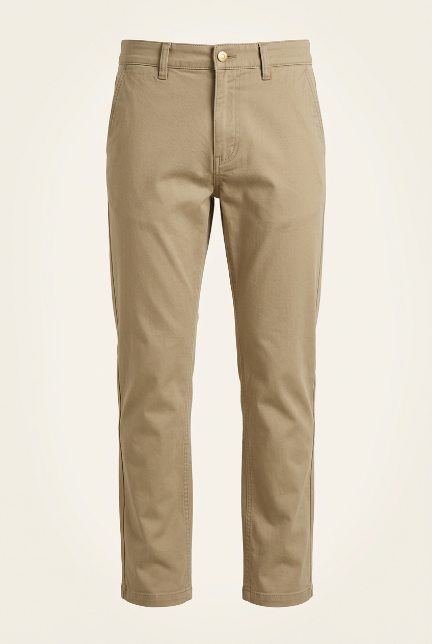 AI-generated concept of khaki men's casual pants, front view