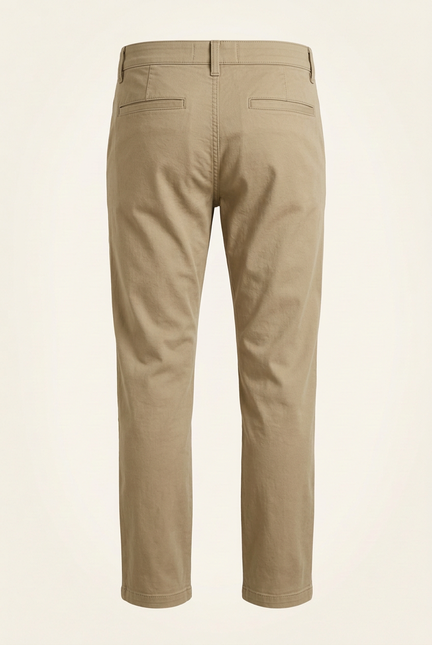 AI-generated concept of khaki men's casual pants, back view