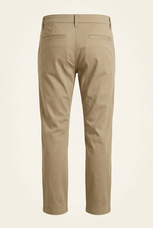AI-generated concept of khaki men's casual pants, back view